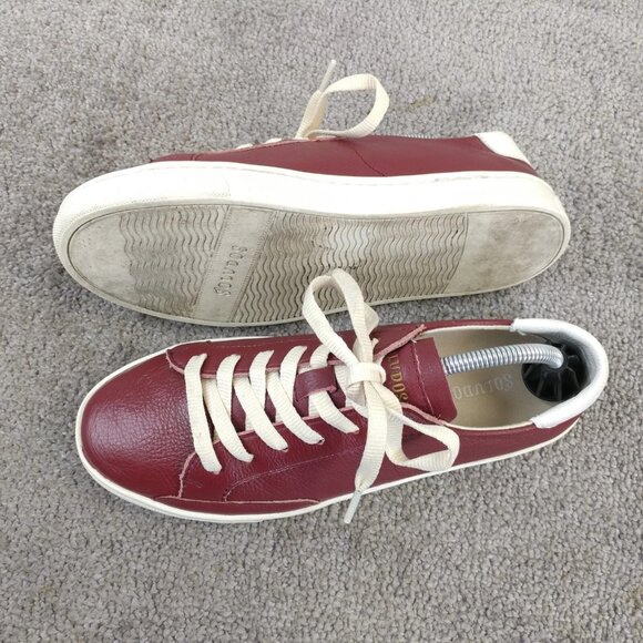 Soludos Ibiza Sneakers Womens Size 8 Shoes Low Top Red Burgundy Leather - Picture 6 of 11